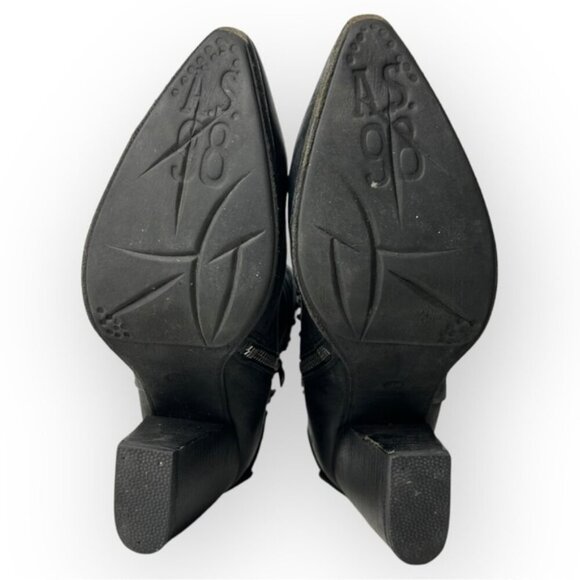 A.S. 98 Black Studded Side Zip Ankle Booties 39 - Picture 10 of 12